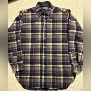 Preowned PENDLETON Wool Plaid Button-Down Shirt size Medium